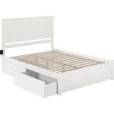 Nantucket Queen Bed with Flat Panel Footboard & 2 Urban Bed Drawers in White