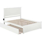 Nantucket Queen Platform Bed, Match Footboard, Turbo Charger & Twin XL Trundle in White