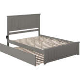 Nantucket Queen Platform Bed, Match Footboard, Turbo Charger & Twin XL Trundle in Grey