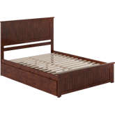 Nantucket Queen Platform Bed with Footboard, 2 Drawers & Charging in Walnut