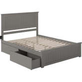 Nantucket Queen Platform Bed with 2 Urban Bed Drawers in Atlantic Grey