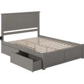Nantucket King Platform Bed with Flat Footboard & 2 Urban Bed Drawers in Atlantic Grey