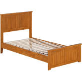 Naples Twin Low Profile Platform Bed & Matching Footboard in Light Toffee Finish Wood