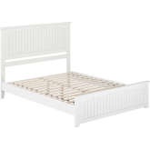 Naples Queen Low Profile Platform Bed & Matching Footboard in White Finish Wood