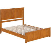 Naples Queen Low Profile Platform Bed & Matching Footboard in Light Toffee Finish Wood