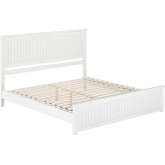 Naples King Low Profile Platform Bed & Matching Footboard in White Finish Wood