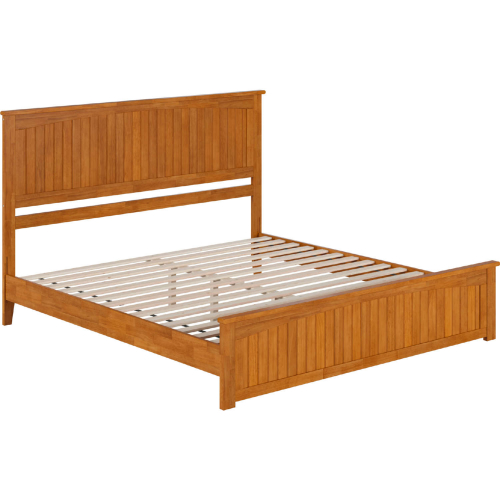 Naples King Low Profile Platform Bed & Matching Footboard in Light Toffee Finish Wood