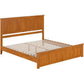 Naples King Low Profile Platform Bed & Matching Footboard in Light Toffee Finish Wood
