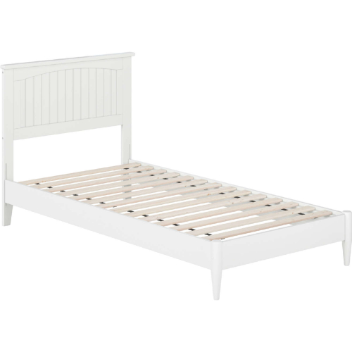 Naples Twin XL Low Profile Platform Bed in White Finish Wood