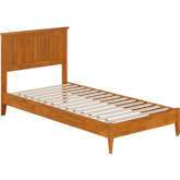 Naples Twin XL Low Profile Platform Bed in Light Toffee Finish Wood