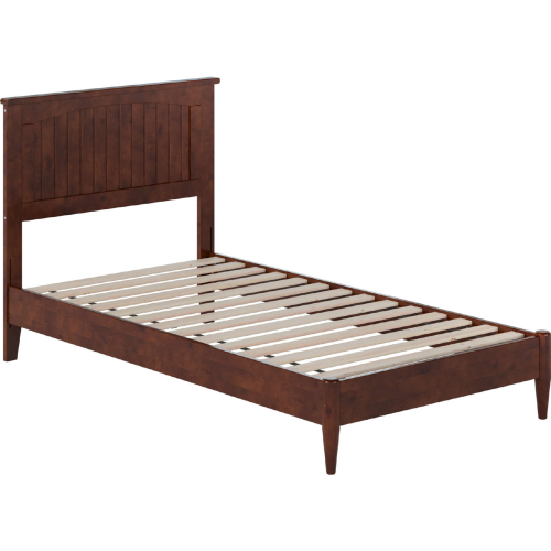 Naples Twin Low Profile Platform Bed in Walnut Finish Wood