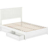 Malta Full Platform Bed with Panel Footboard, Drawers & Charging in White