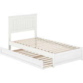 Malta Twin Platform Bed with Panel Footboard, Twin Trundle & Charging in White