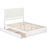 Malta Queen Platform Bed with Panel Footboard, Twin XL Trundle & Charging in White