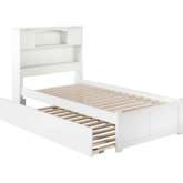 Newport Twin Extra Long Bed with Footboard & Twin Extra Long Trundle in White