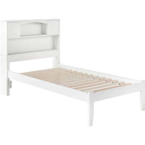 Newport Bookcase Twin Bed with an Open Foot Rail in White