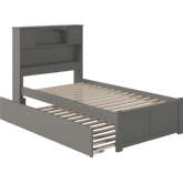 Newport Twin Platform Bed with Flat Panel Footboard & Trundle in Atlantic Grey