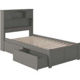 Newport Twin Platform Bed with Flat Panel Footboard & 2 Under Bed Drawers in Atlantic Grey