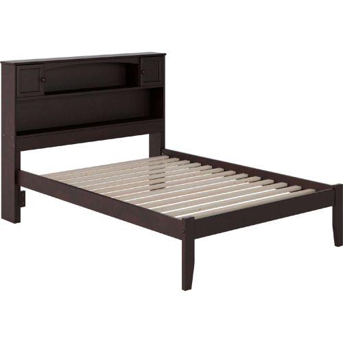 Newport Bookcase Full Bed with Open Foot Rail in Espresso