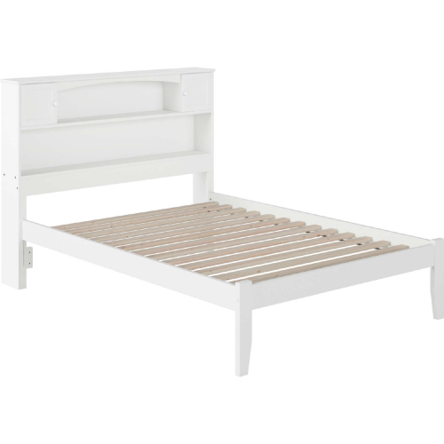 Newport Bookcase Full Bed with Open Foot Rail in White