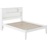Newport Bookcase Full Bed with Open Foot Rail in White