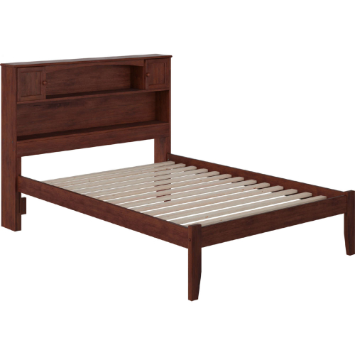 Newport Bookcase Full Bed with Open Foot Rail in Antique Walnut