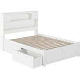 Newport Bookcase Full Bed with Flat Panel Footboard & 2 Urban Bed Drawers in White