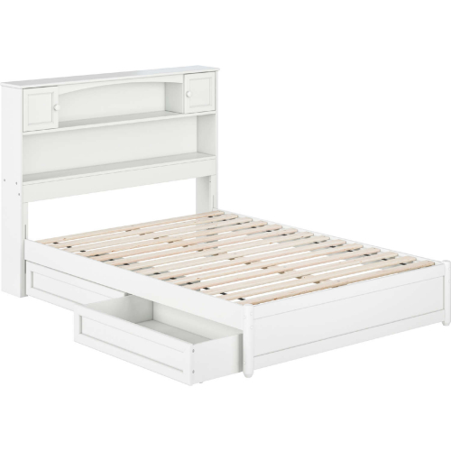 Hadley Full Platform Bed with Panel Footboard, Drawers & Charging in White