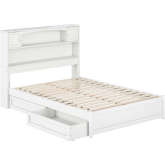 Hadley Full Platform Bed with Panel Footboard, Drawers & Charging in White