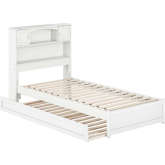 Hadley Twin XL Platform Bed with Panel Footboard, Twin XL Trundle & Charging in White