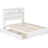 Hadley Full Platform Bed with Panel Footboard, Twin Trundle & Charging in White