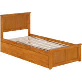 Madison Twin XL Platform Bed with Footboard & 2 Drawers in Light Toffee