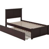 Madison Twin Bed w/ Flat Panel Footboard & Urban Trundle in Espresso