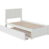 Madison Twin Bed w/ Flat Panel Footboard & Urban Trundle in White