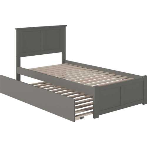 Madison Twin Platform Bed with Flat Footboard & Trundle Bed in Atlantic Grey