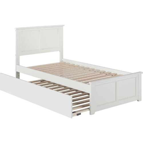 Madison Twin Bed with Matching Footboard & Urban Trundle Bed in White