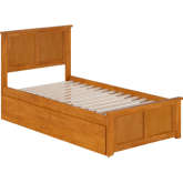 Madison Twin Platform Bed with Footboard & 2 Drawers in Light Toffee