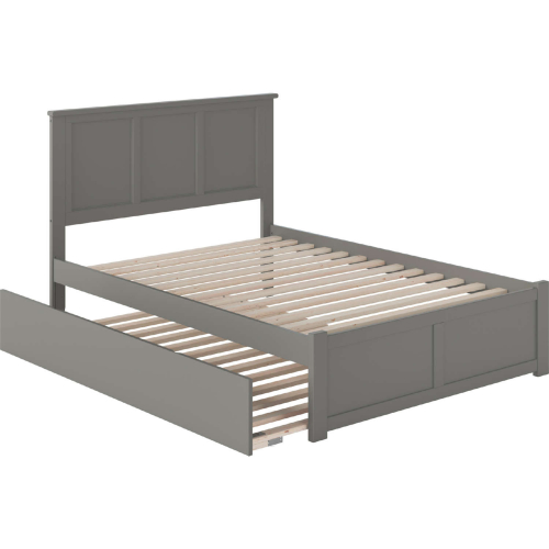 Madison Full Platform Bed with Flat Panel Foot Board & Full Urban Trundle in Grey