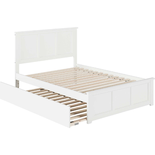 Madison Full Bed with Matching Footboard & Urban Trundle Bed in White