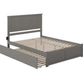 Madison Queen Platform Bed, Footboard, Turbo Charger & Twin XL Trundle in Grey