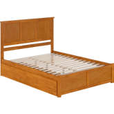 Madison Queen Platform Bed with Footboard & 2 Drawers in Light Toffee
