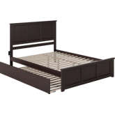 Madison Queen Platform Bed, Match Footboard, Turbo Charger & Twin XL Trundle in Espresso