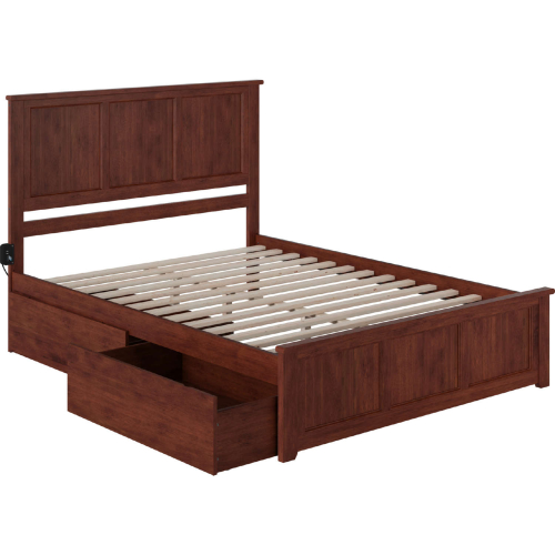 Madison Queen Bed with Matching Footboard & 2 Urban Bed Drawers in Walnut