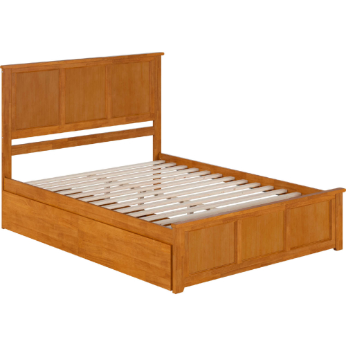 Madison Queen Platform Bed with Footboard & 2 Drawers in Light Toffee