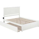 Madison King Platform Bed with Footboard & Twin XL Trundle in White Finish Wood