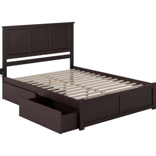 Madison King Bed with Flat Panel Footboard & 2 Urban Bed Drawers in Espresso