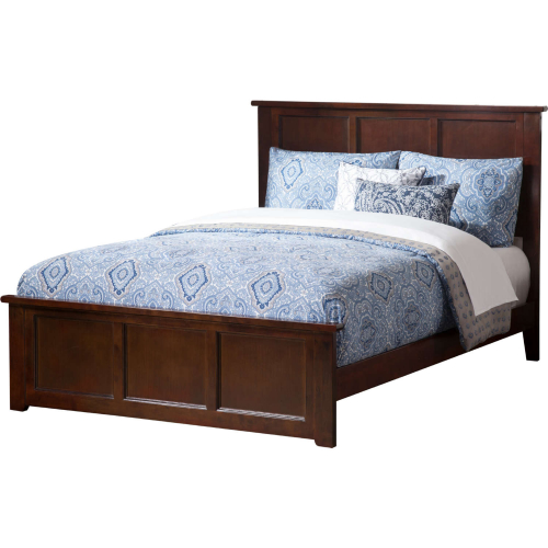 Madison King Low Profile Platform Bed with Footboard & Charging Station in Walnut