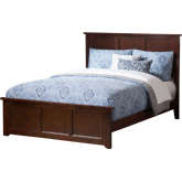 Madison King Low Profile Platform Bed with Footboard & Charging Station in Walnut