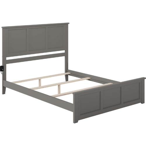 Madison King Foundation Bed Frame with Footboard & USB Charger in Grey