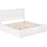 Madison King Platform Bed with Footboard, Twin XL Trundle & Charging in White